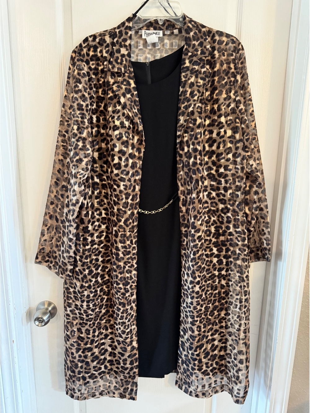 Periwinkle Leopard Print Sheer Long Coat Jacket